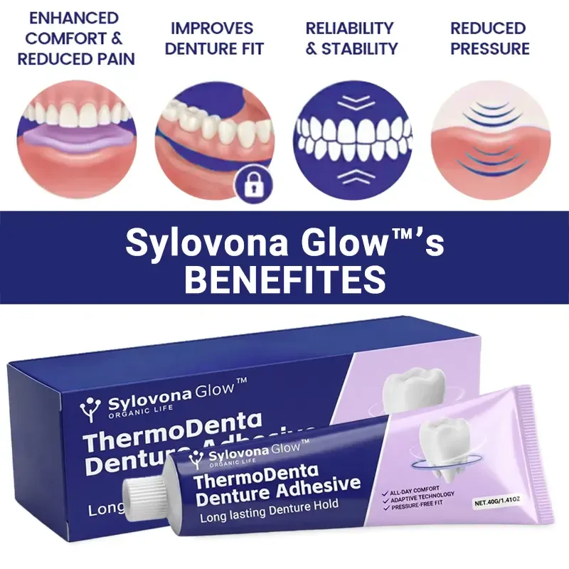 Sylovona Glow™ tasteless and odorless denture adhesive