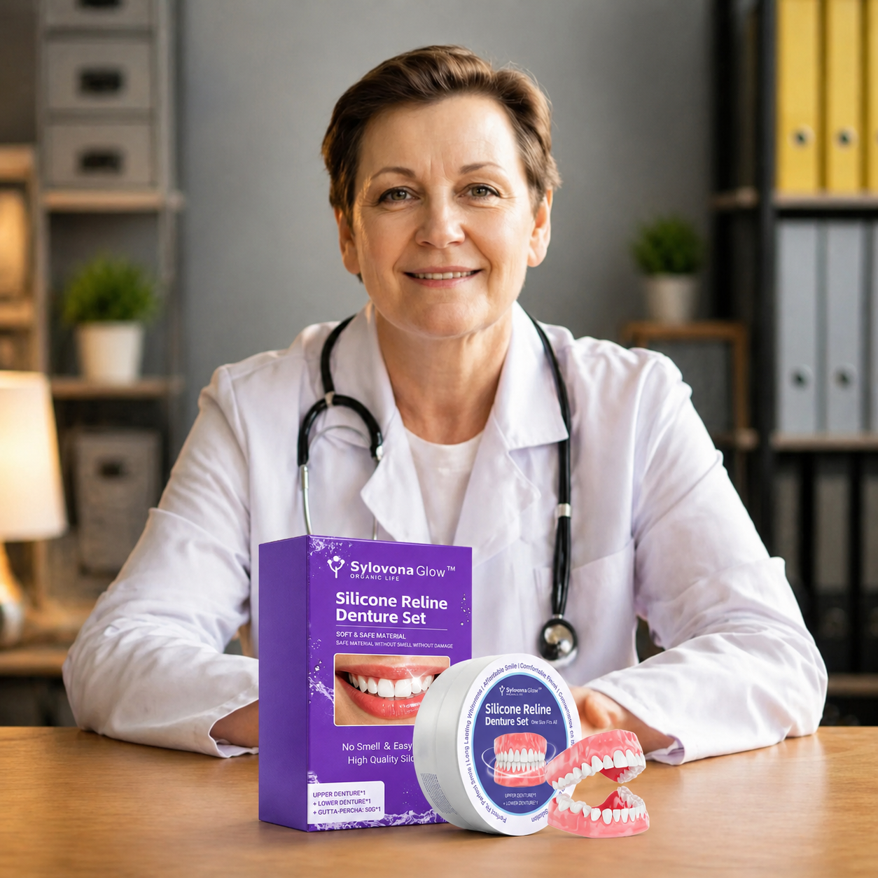 Sylovona Glow™ Silicone Reline Denture Set with gutta-percha