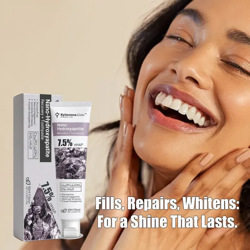 Sylovona Glow™ enamel recovery toothpaste with low-abrasion hydrated silica